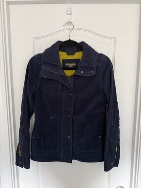 Eddie Bauer Navy Corduroy Jacket with Accent Green Lining